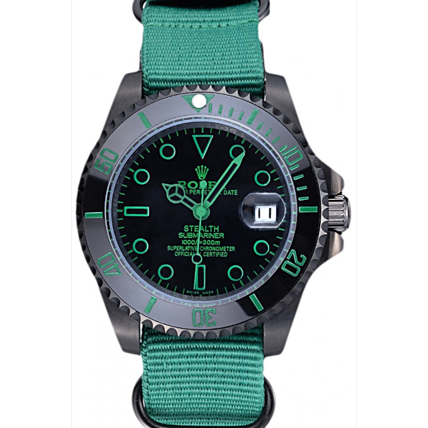 RepTime Watches Rolex Stealth Submariner Green Nylon Strap 622009