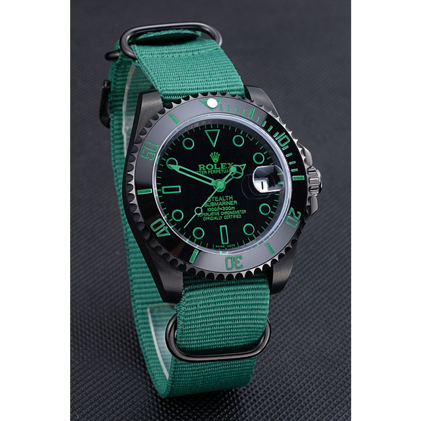 RepTime Watches Rolex Stealth Submariner Green Nylon Strap 622009