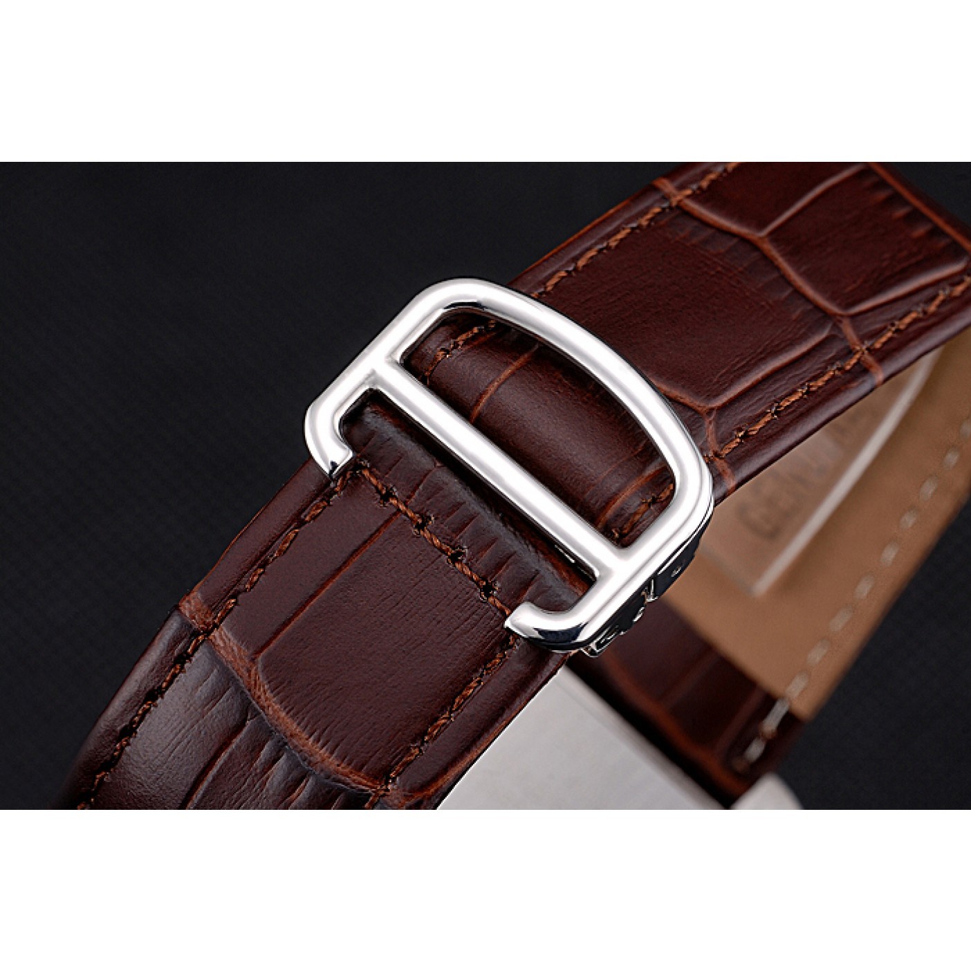 Cartier Tank MC Brown Dial Stainless Steel Case Brown Leather Bracelet 622692