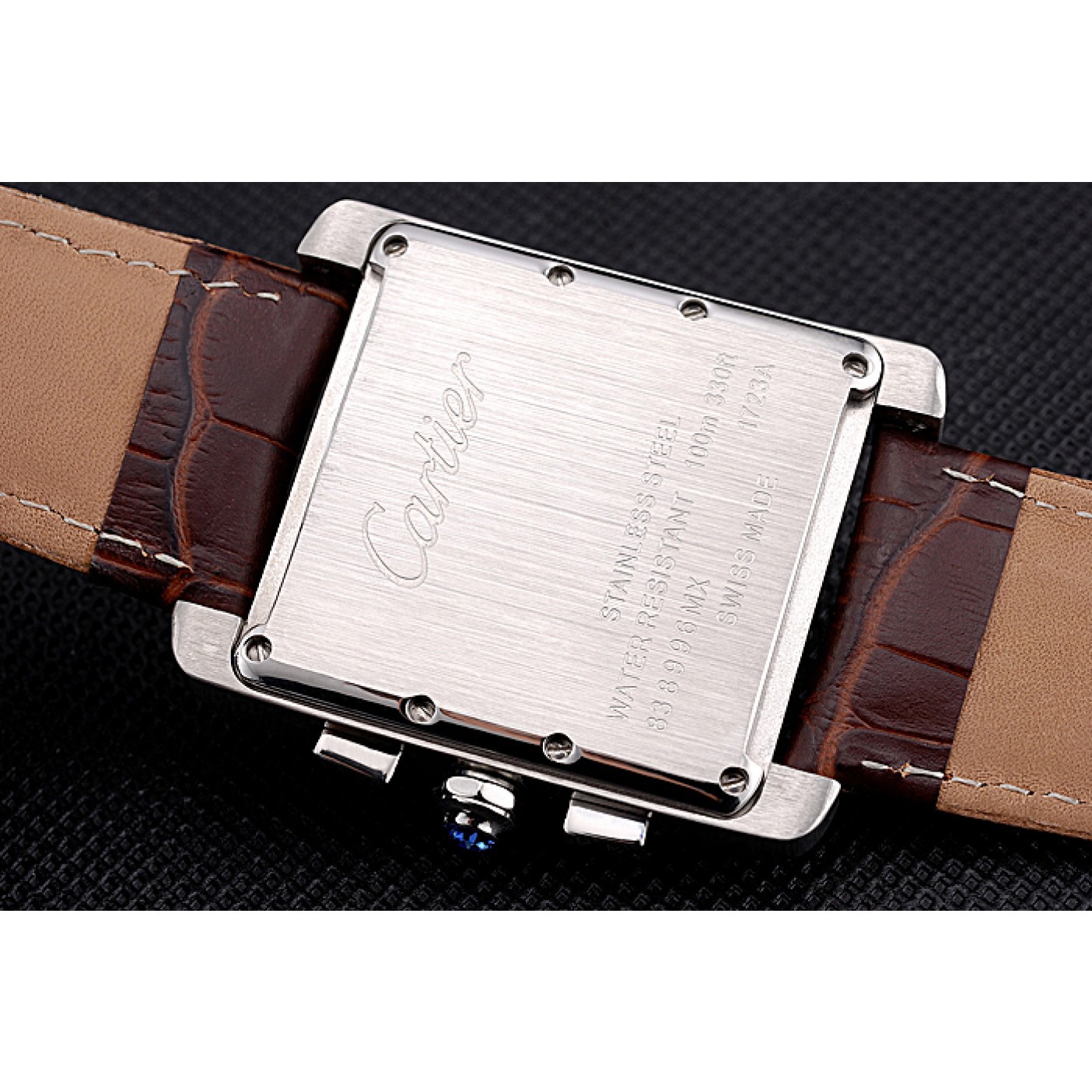 Cartier Tank MC Brown Dial Stainless Steel Case Brown Leather Bracelet 622692