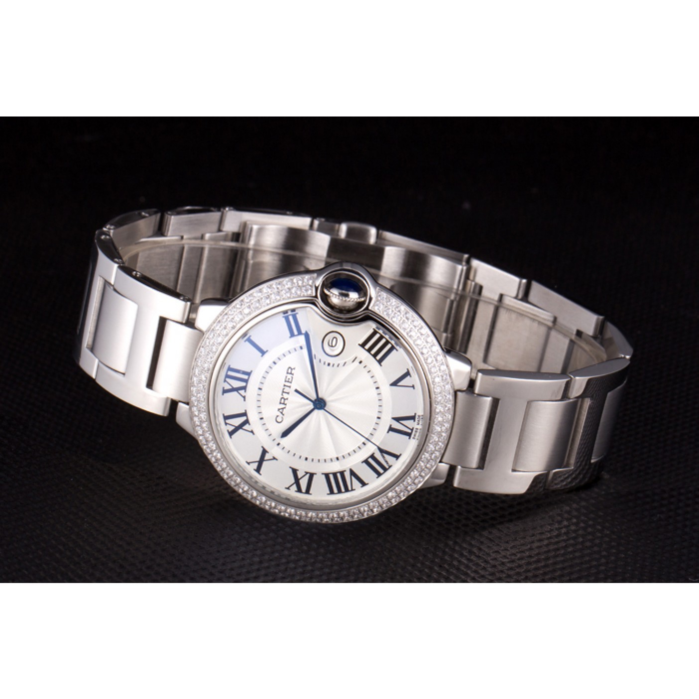 Cartier Ballon Bleu 44mm White Dial Diamonds Stainless Steel Case And Bracelet