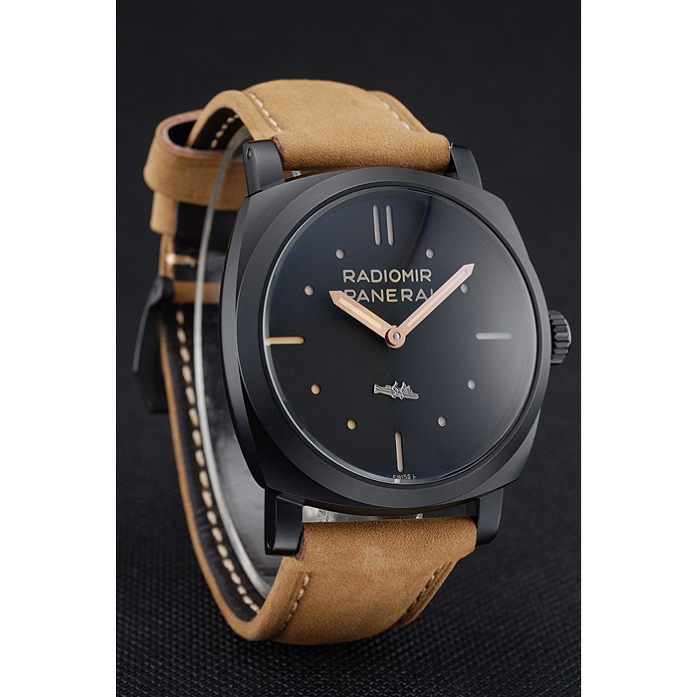 Panerai Radiomir 1940 3 Days Ceramica Black Dial Brown Leather Bracelet 1454229