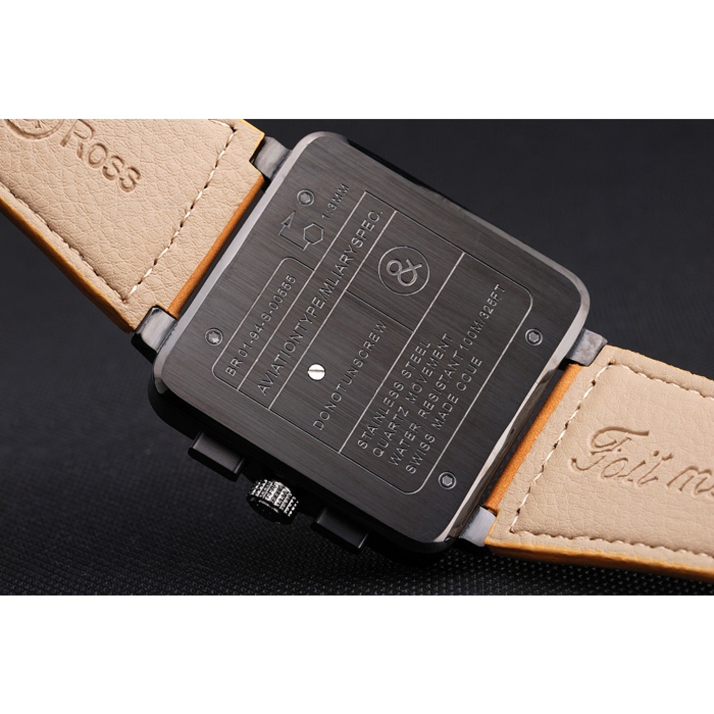 Bell and Ross BR 03-94 Black Dial Black Case Beige Leather Strap