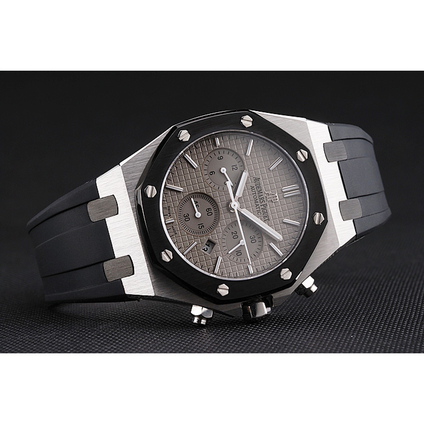 Swiss Audemars Piguet Royal Oak Chronograph Grey Dial Stainless Steel Case Black Rubber Strap 622866