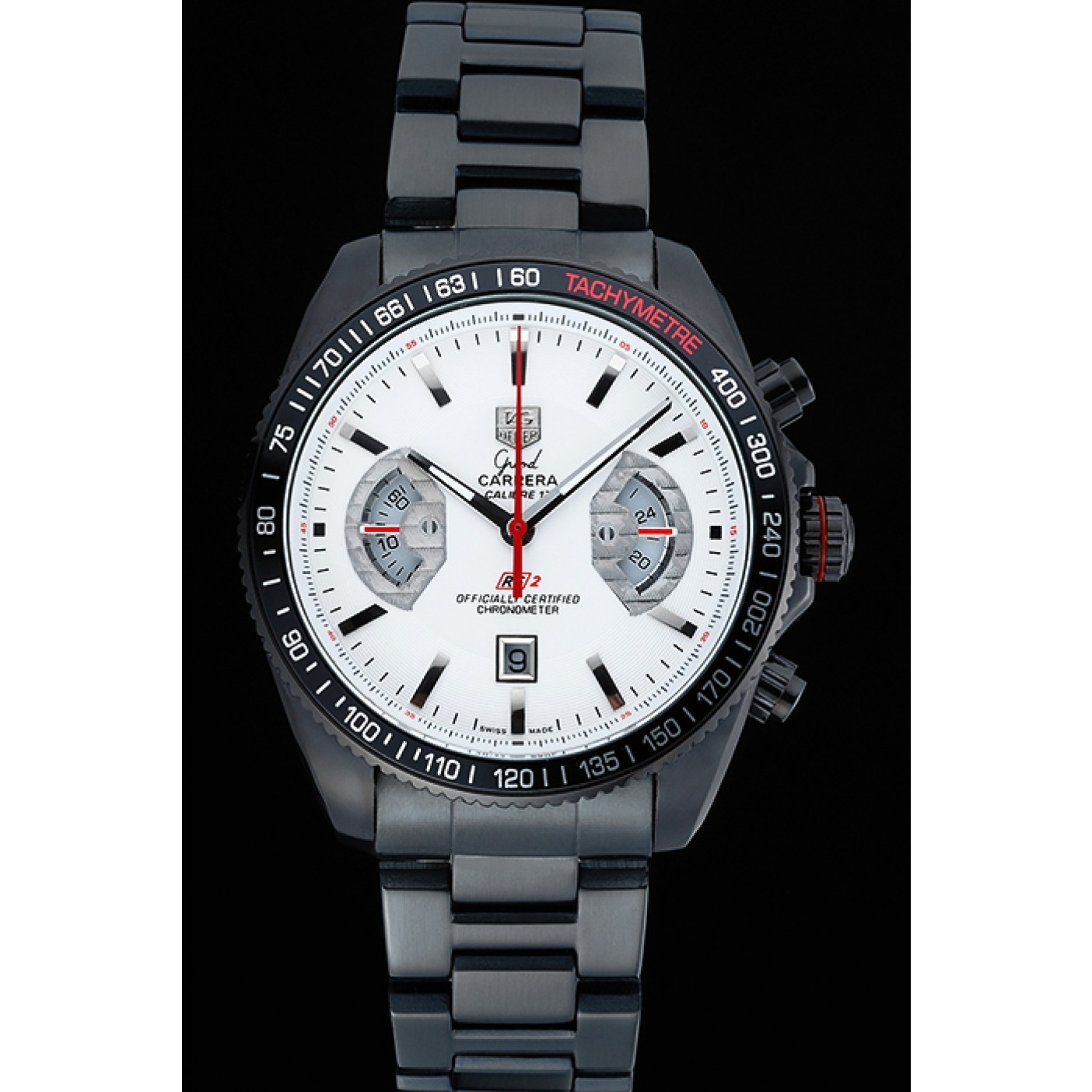 Tag Heuer Carrera Black Stainless Steel Case White Dial 98241