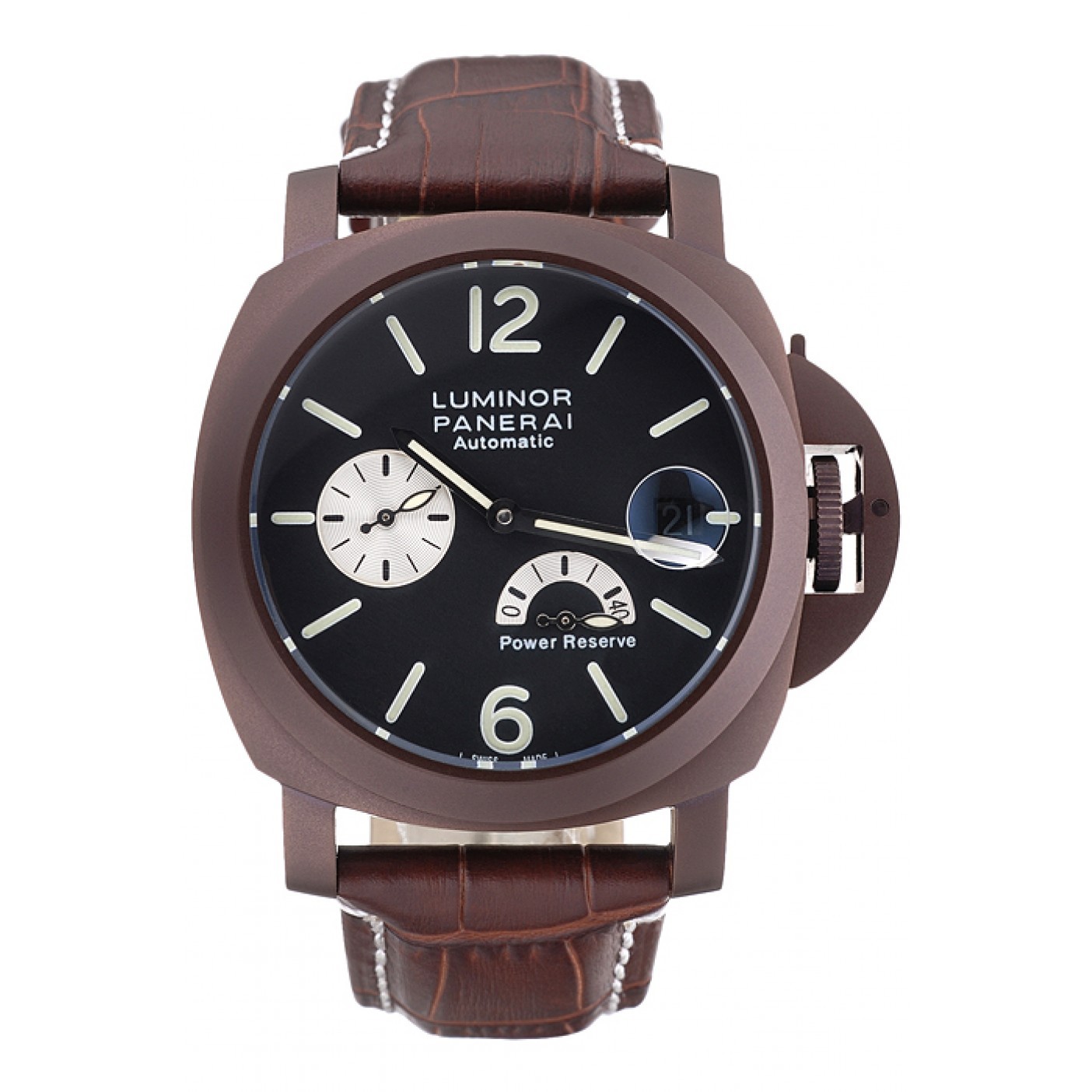 Panerai Luminor Brown Leather Strap Black Dial 80163