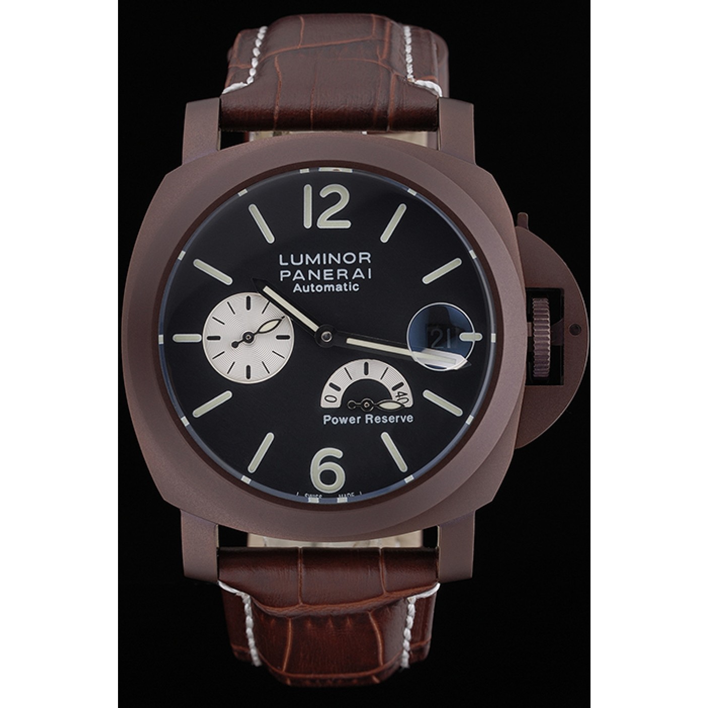 Panerai Luminor Brown Leather Strap Black Dial 80163