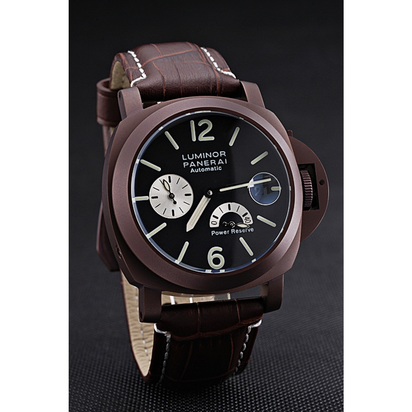 Panerai Luminor Brown Leather Strap Black Dial 80163