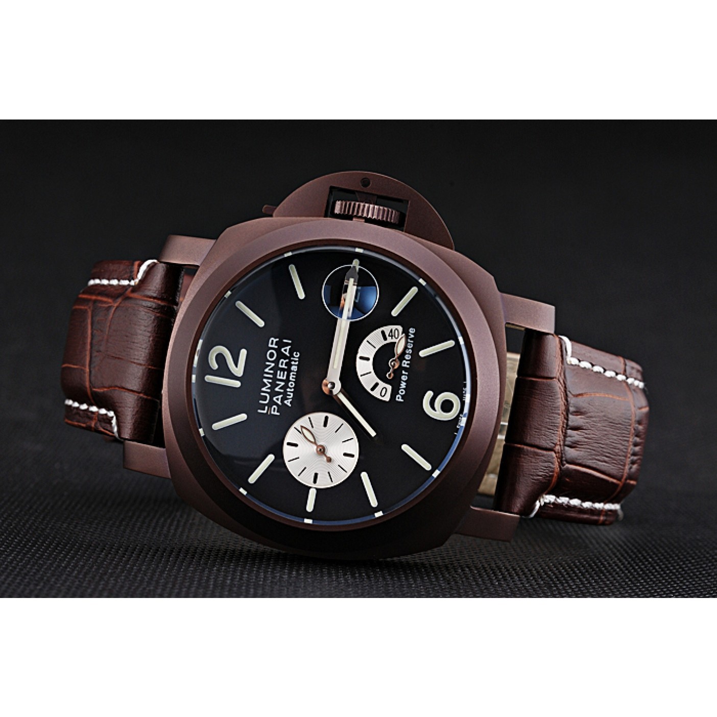 Panerai Luminor Brown Leather Strap Black Dial 80163