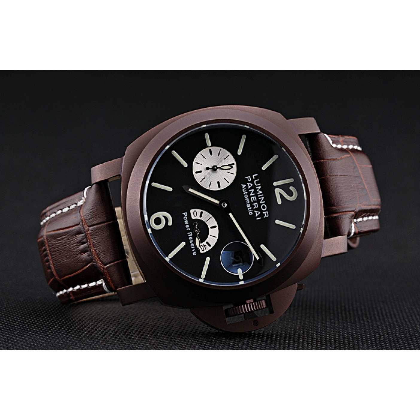 Panerai Luminor Brown Leather Strap Black Dial 80163