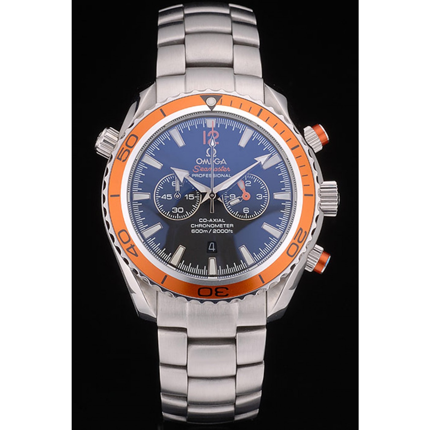 Omega Seamaster Planet Ocean Orange Bezel Black Dial Stainless Steel Strap 80241