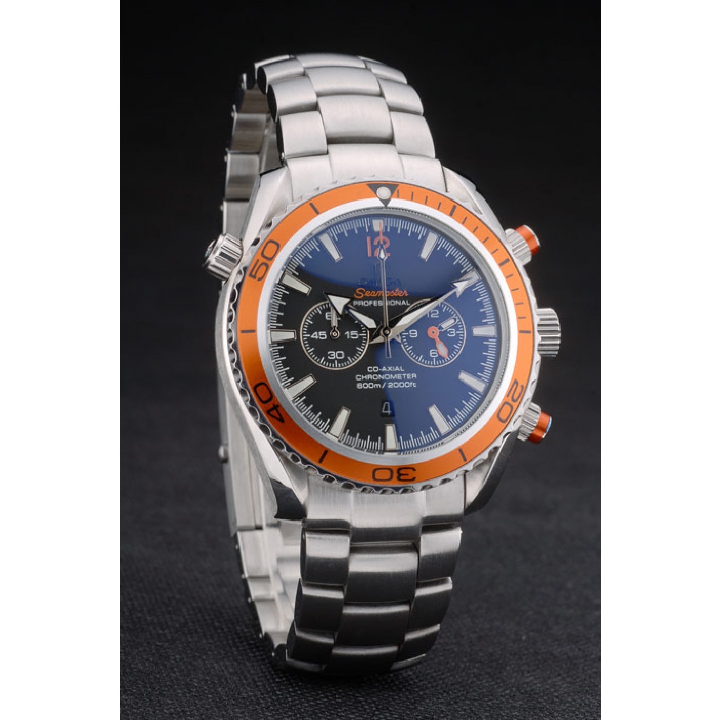 Omega Seamaster Planet Ocean Orange Bezel Black Dial Stainless Steel Strap 80241