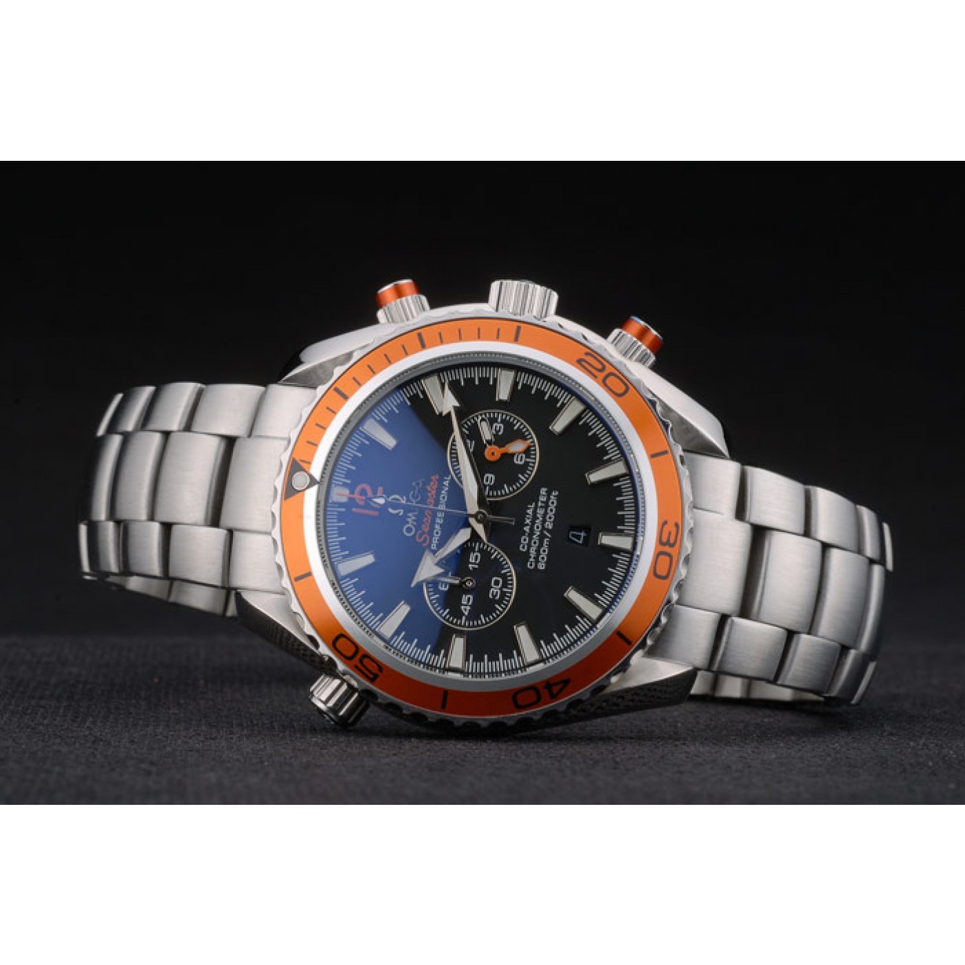 Omega Seamaster Planet Ocean Orange Bezel Black Dial Stainless Steel Strap 80241