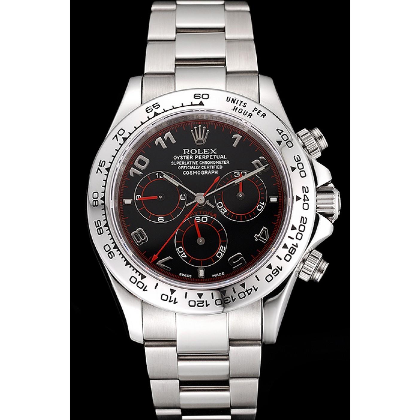 Swiss Rolex Daytona Stainless Steel Bracelet Black Dial 80296