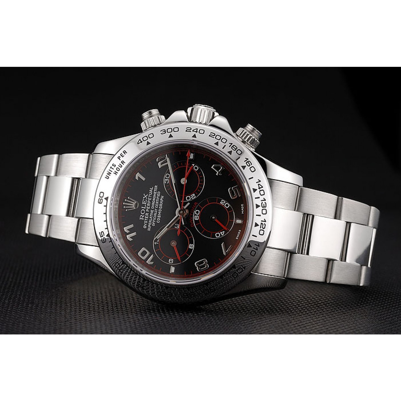 Swiss Rolex Daytona Stainless Steel Bracelet Black Dial 80296