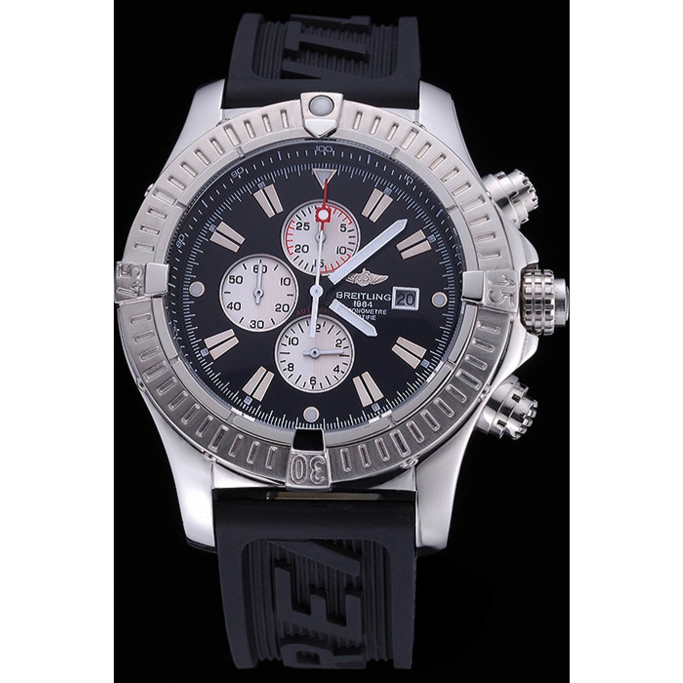 Breitling Chronomat Evolution Black Dial Black Rubber Bracelet 622516