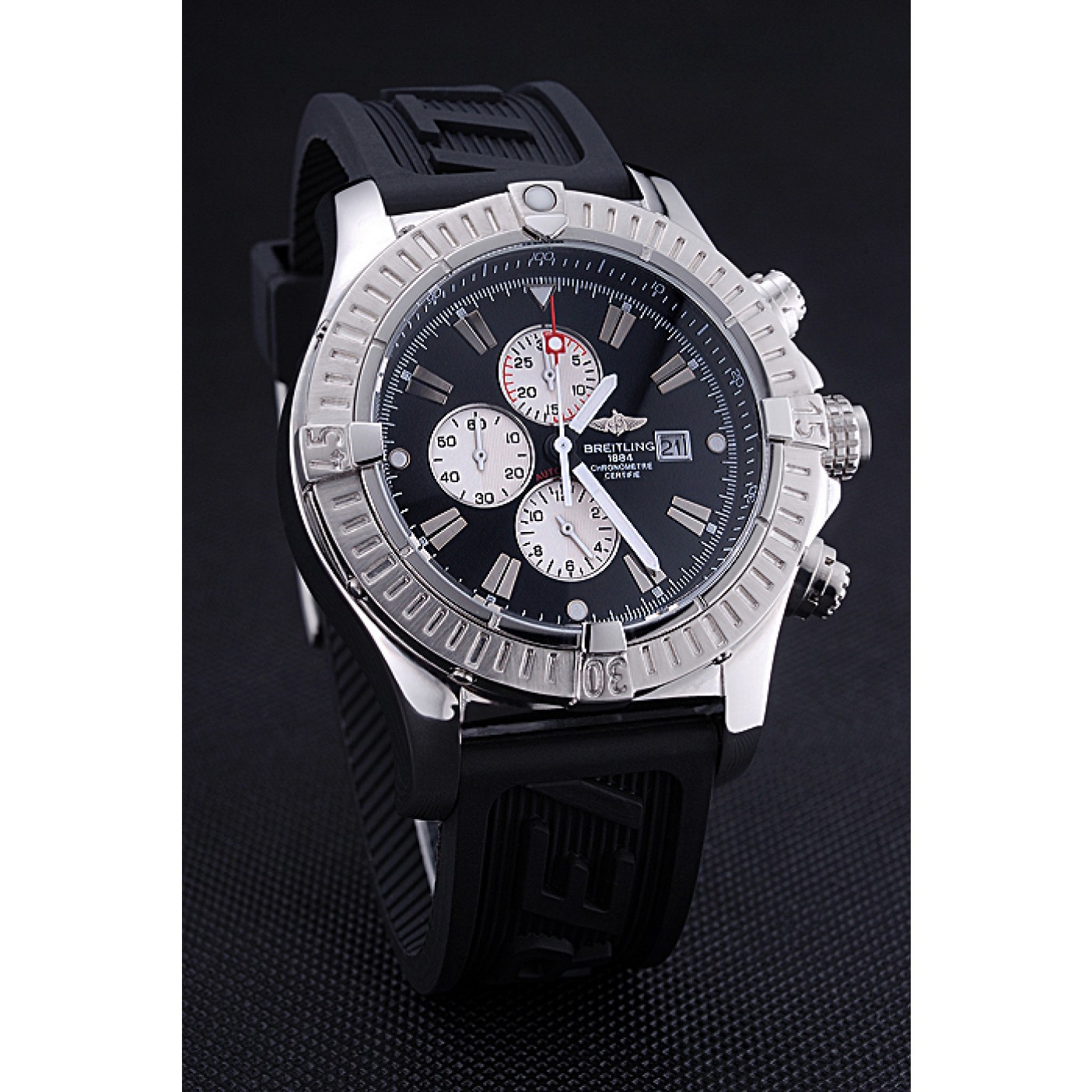 Breitling Chronomat Evolution Black Dial Black Rubber Bracelet 622516