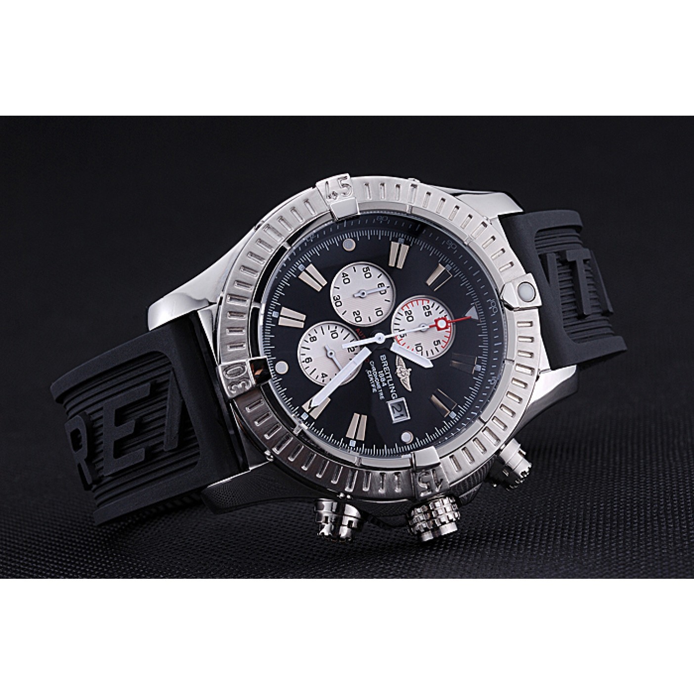 Breitling Chronomat Evolution Black Dial Black Rubber Bracelet 622516