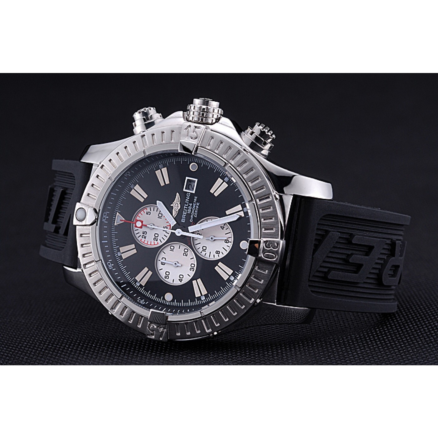 Breitling Chronomat Evolution Black Dial Black Rubber Bracelet 622516