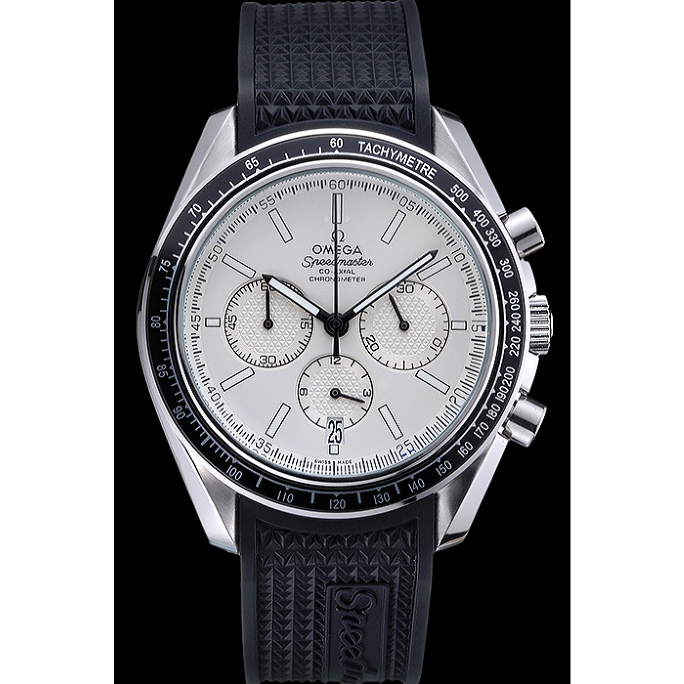 Omega Speedmaster Black Rubber Strap White Dial 622040