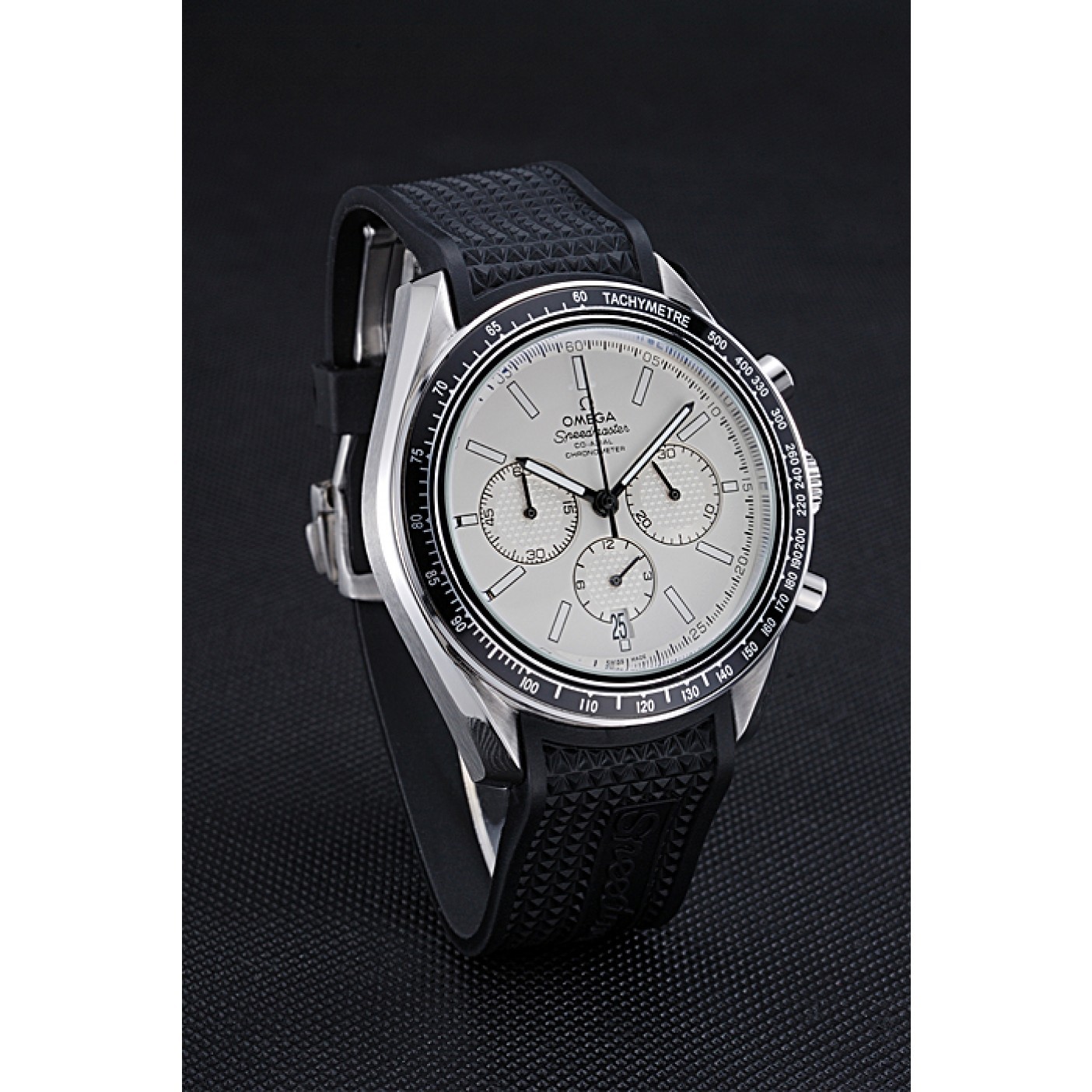 Omega Speedmaster Black Rubber Strap White Dial 622040