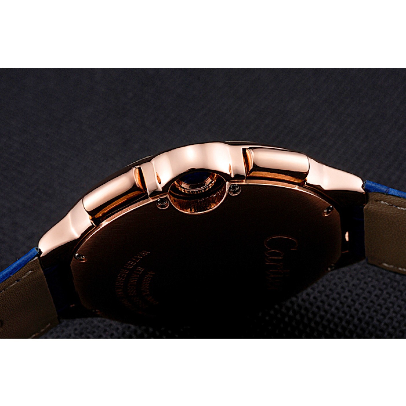 Cartier Ballon Bleu Blue Dial Gold Case Blue Leather Strap