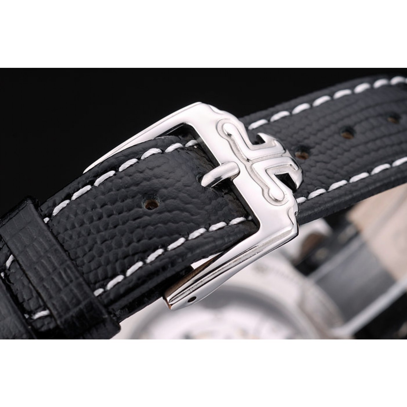 Jaeger Le Coultre Swiss Master Control Stainless Steel Bezel Black Leather Strap 7593