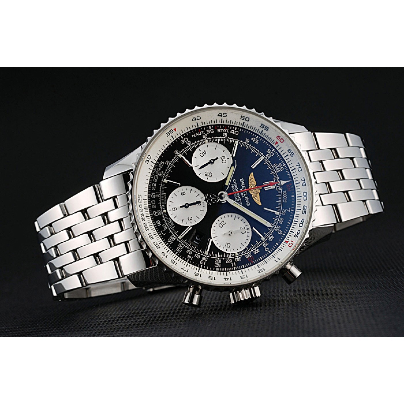 Swiss Breitling Navitimer Black Dial Stainless Steel Bracelet 622442