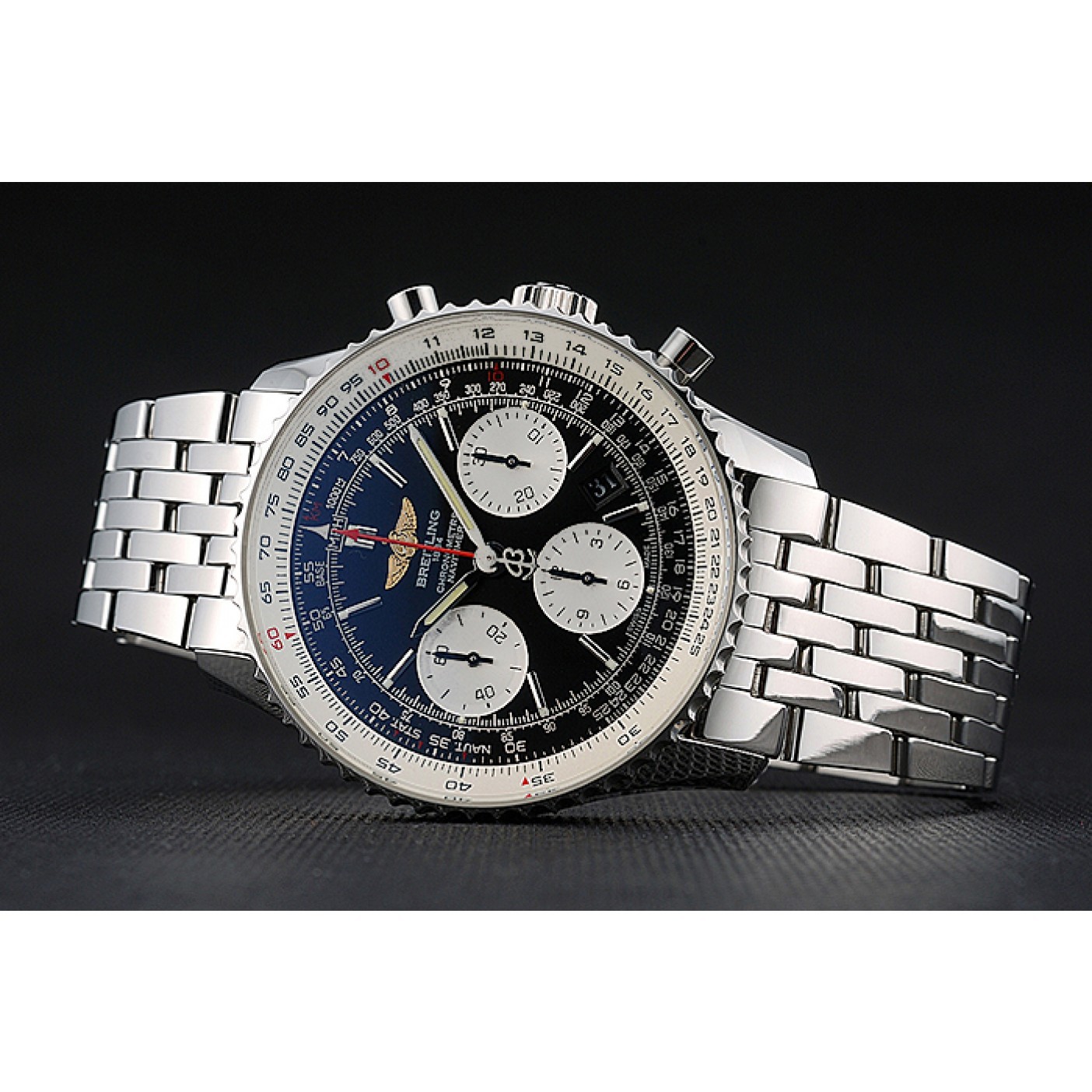 Swiss Breitling Navitimer Black Dial Stainless Steel Bracelet 622442