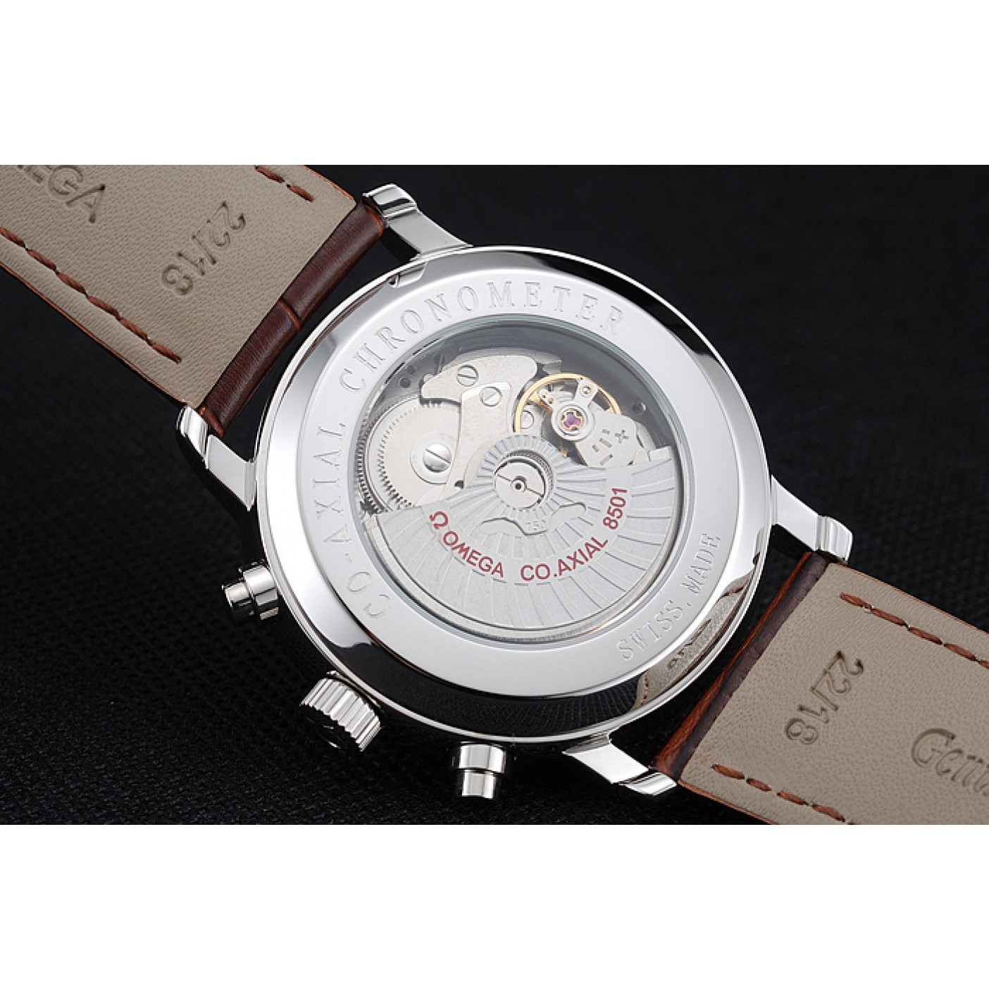 Omega De Ville Moonphase White Dial Silver Case Brown Leather Bracelet 1454226