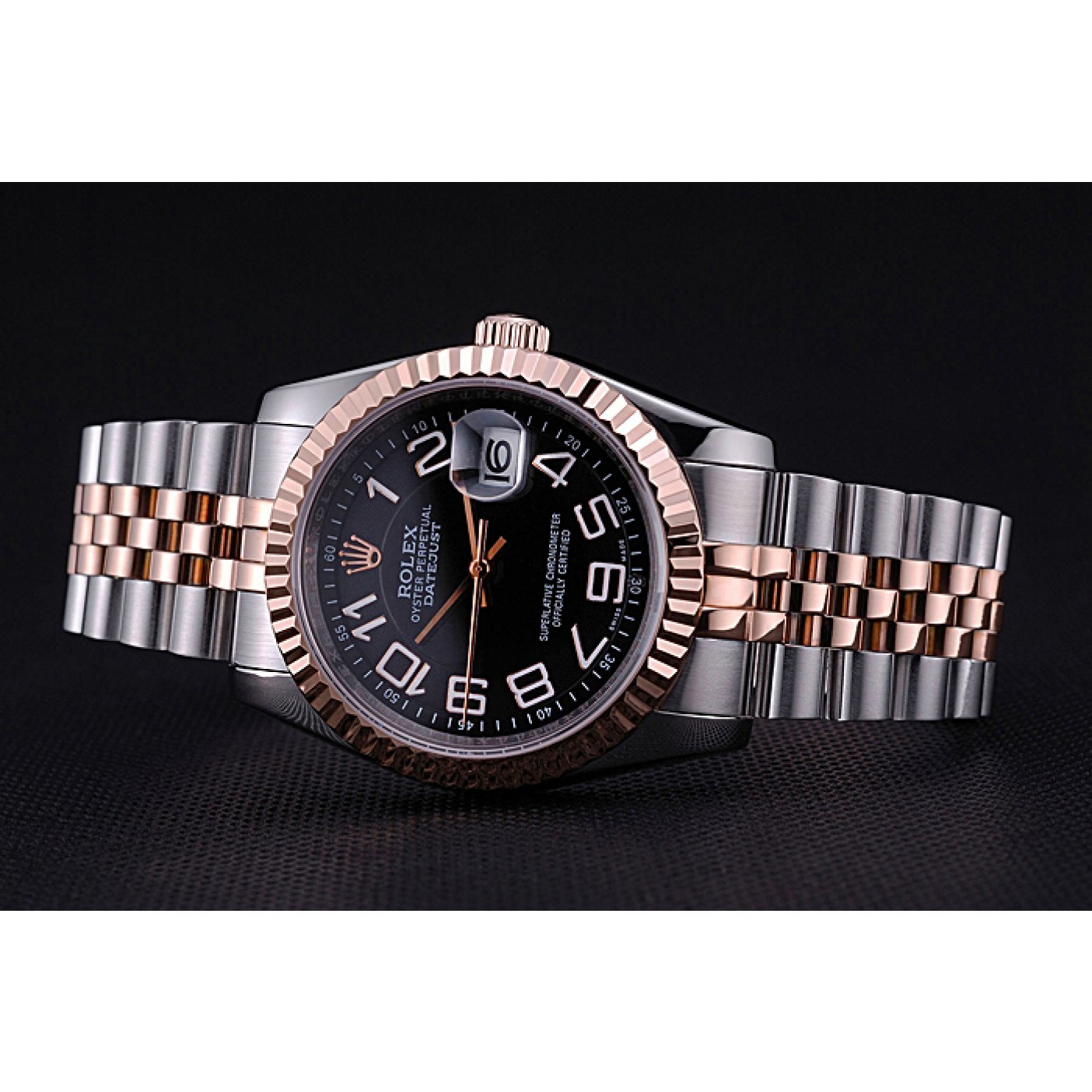 Rolex DateJust Black Dial Stainless Steel and Gold Bracelet 622545