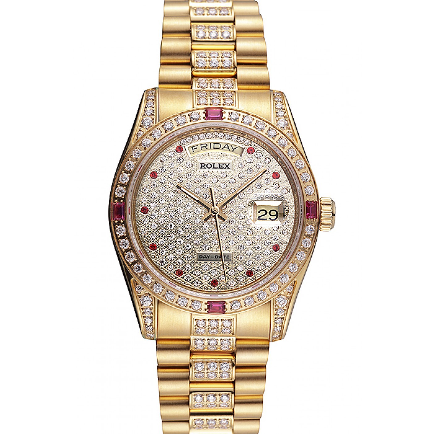 Swiss Rolex Day-Date Diamonds Yellow Gold-srl184 621614