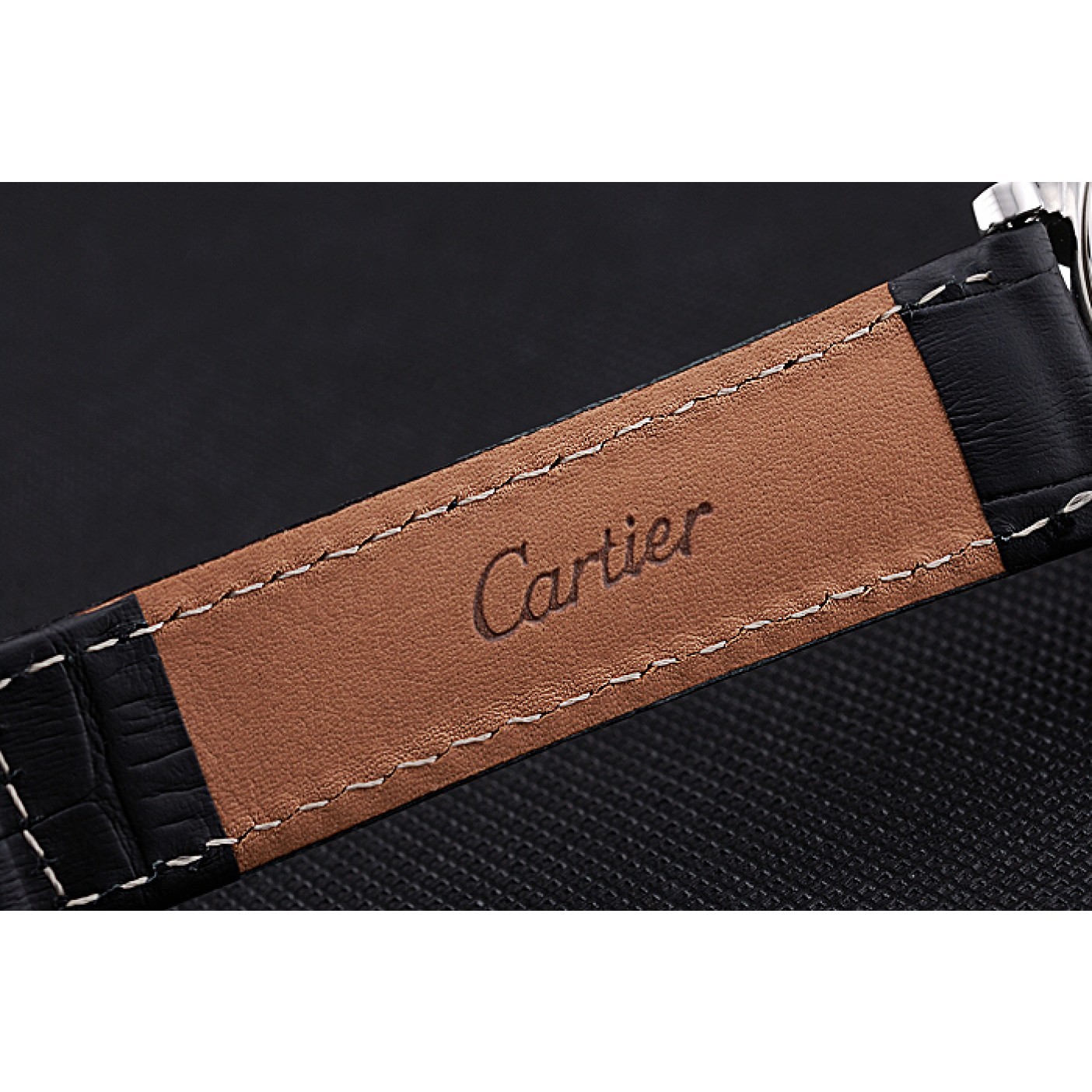 Cartier Ronde Second Time Zone White Dial Stainless Steel Case With Diamonds Black Leather Strap 622804