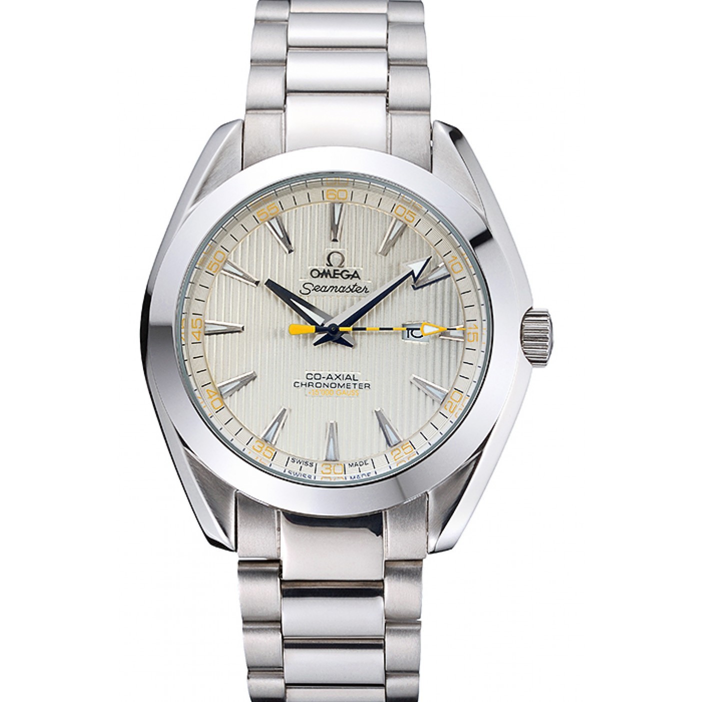 Omega Seamaster Aqua Terra Ivory Dial Black And Yellow Seconds Hand Stainless Steel Bracelet 622525