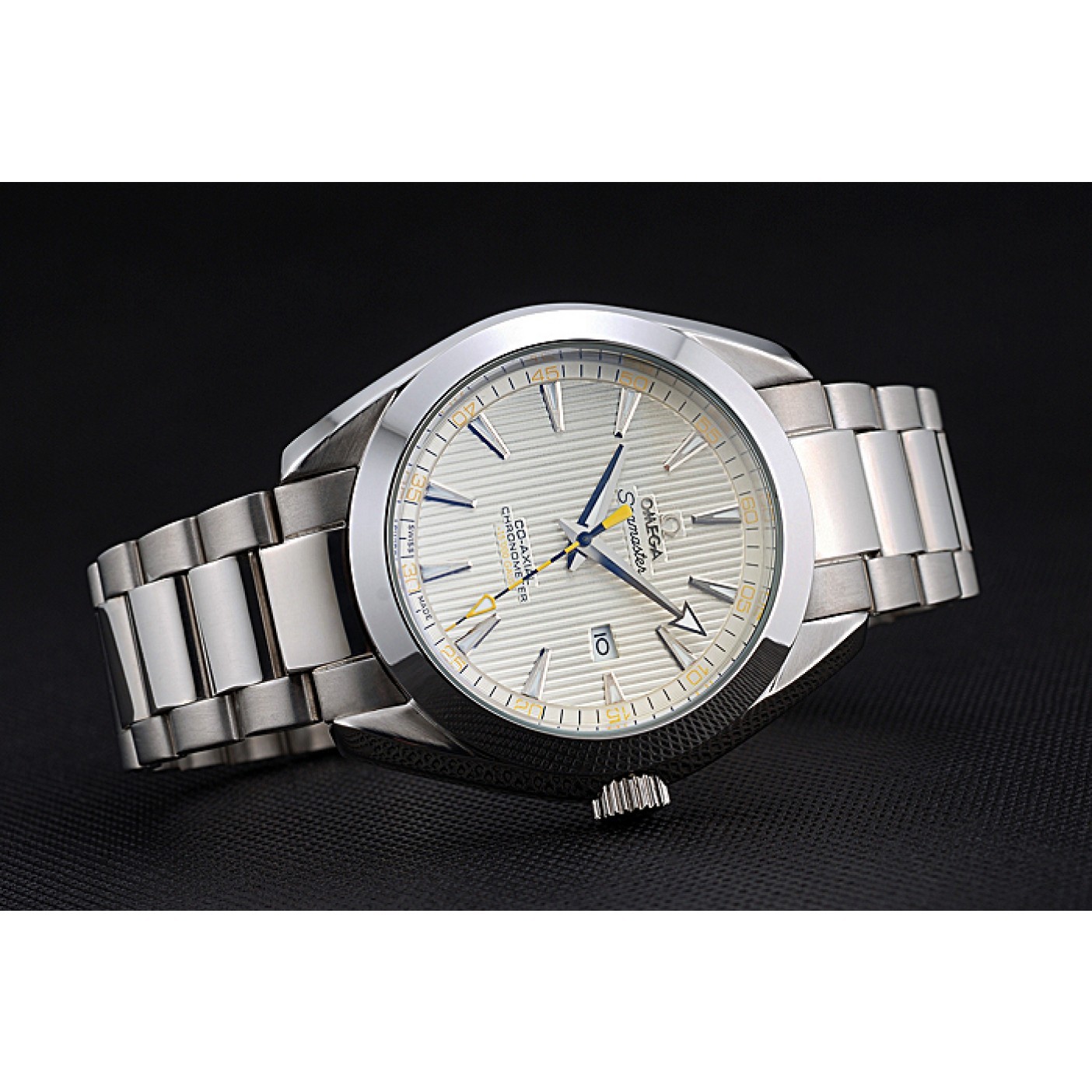 Omega Seamaster Aqua Terra Ivory Dial Black And Yellow Seconds Hand Stainless Steel Bracelet 622525