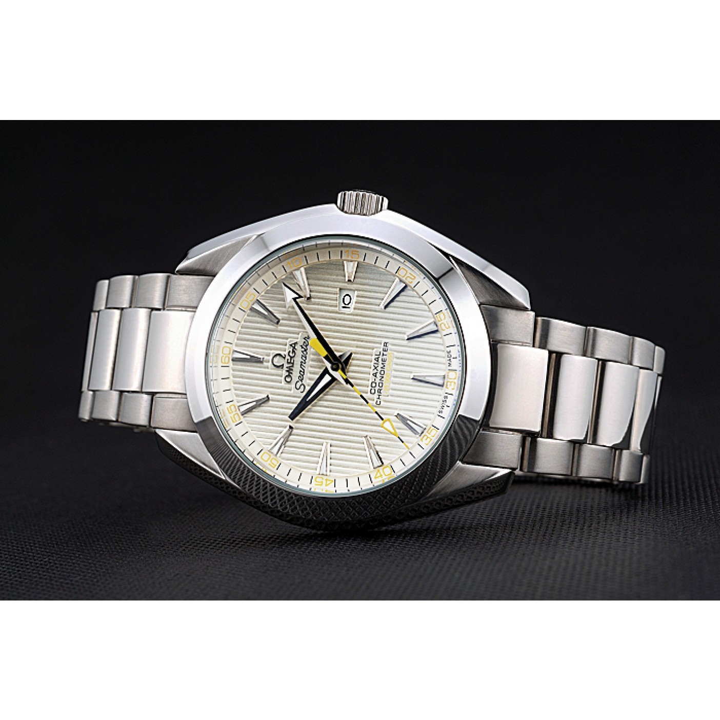 Omega Seamaster Aqua Terra Ivory Dial Black And Yellow Seconds Hand Stainless Steel Bracelet 622525