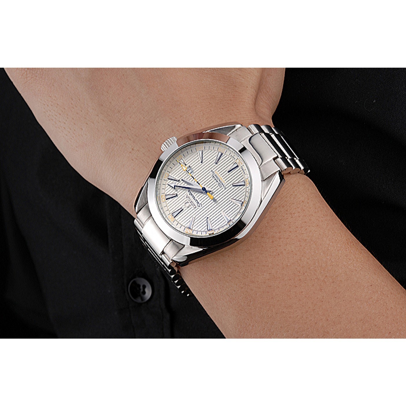 Omega Seamaster Aqua Terra Ivory Dial Black And Yellow Seconds Hand Stainless Steel Bracelet 622525