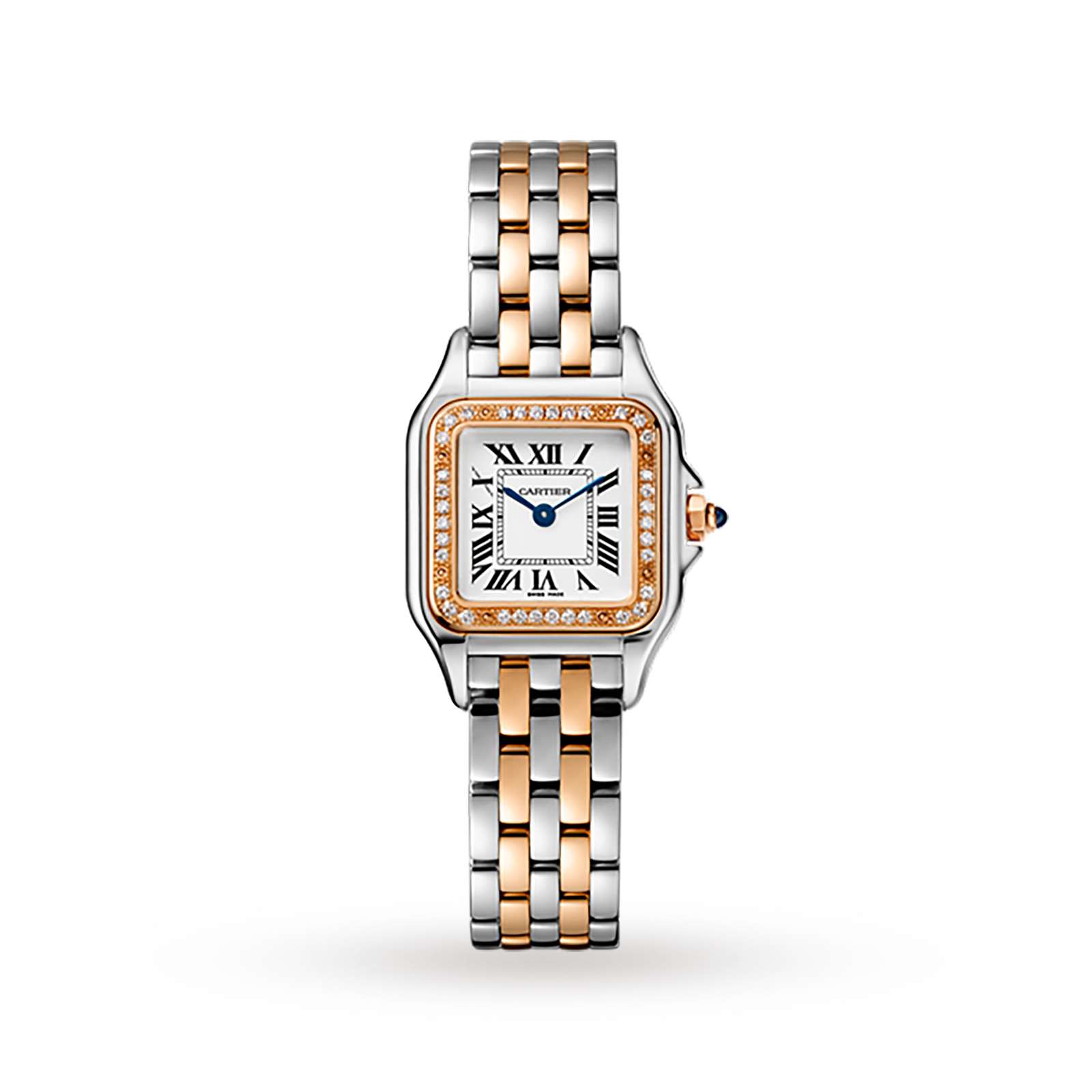 Swiss Panthère de Cartier watch, Small model, rose gold and steel, diamonds