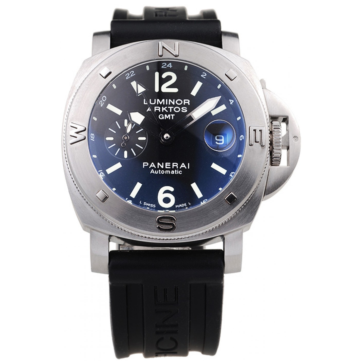 Panerai Luminor Brushed Stainless Steel Case Black Dial Black Rubber Strap 98164