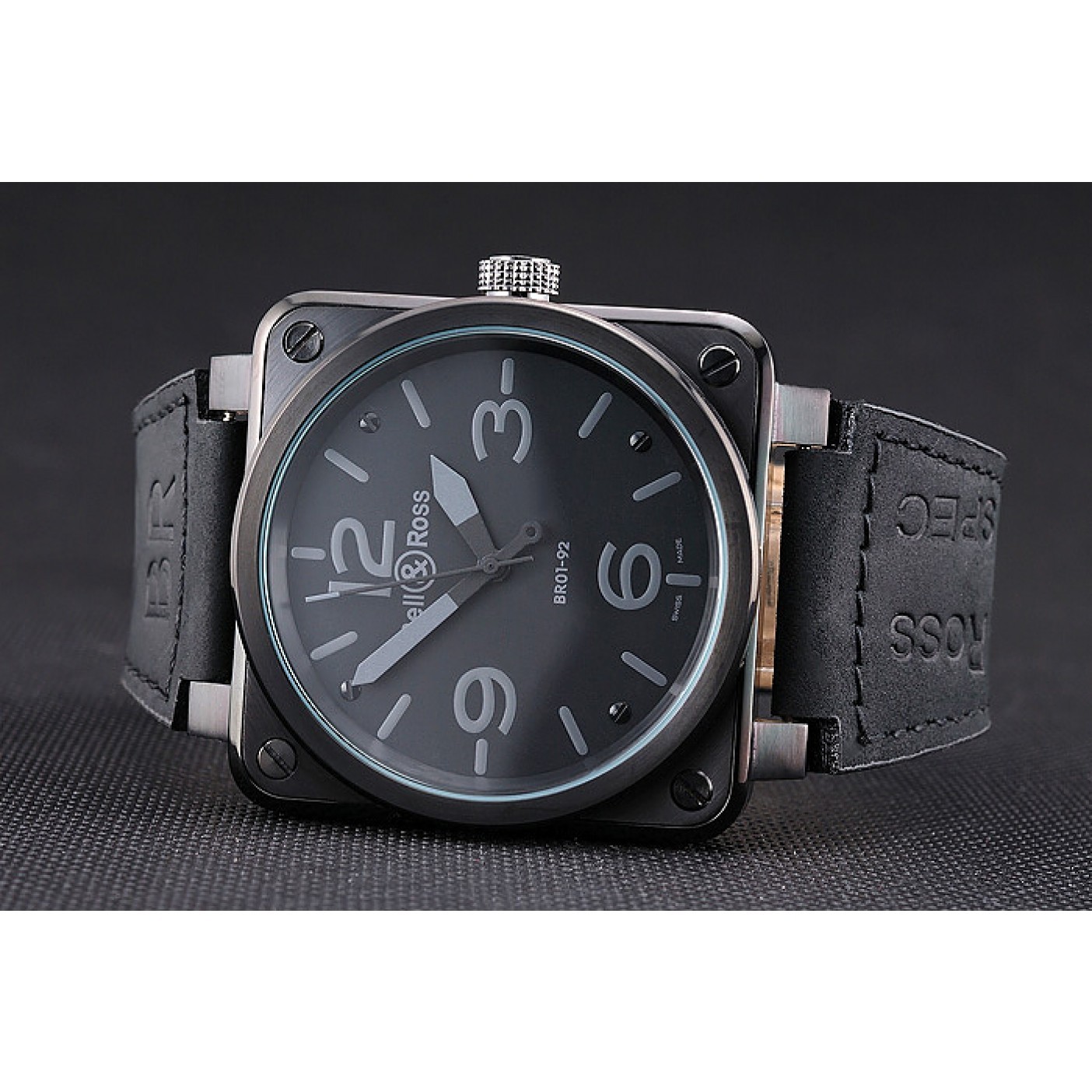 Bell and Ross BR 01-92 Black Dial Black Case Black Leather Strap