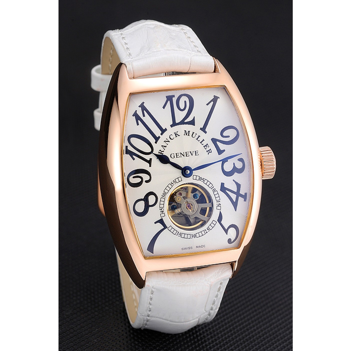 Franck Muller Casablanca White Croco Leather Strap White Dial 80283