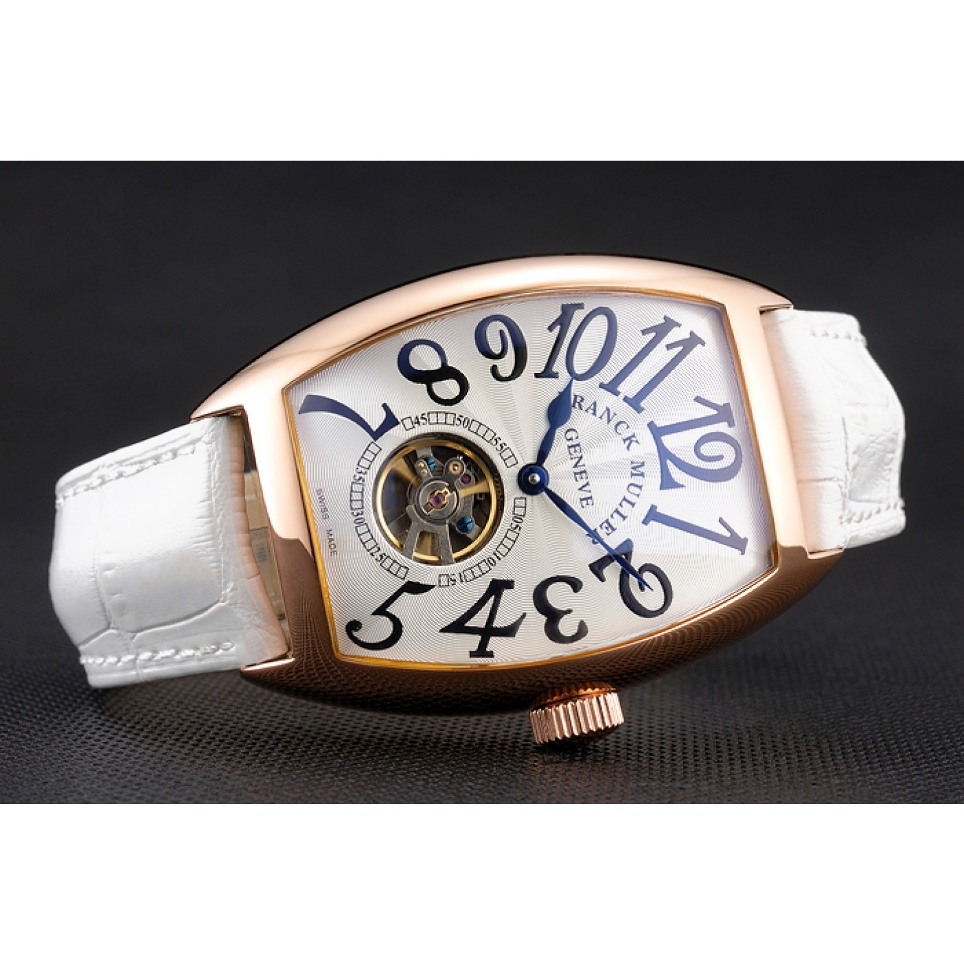 Franck Muller Casablanca White Croco Leather Strap White Dial 80283