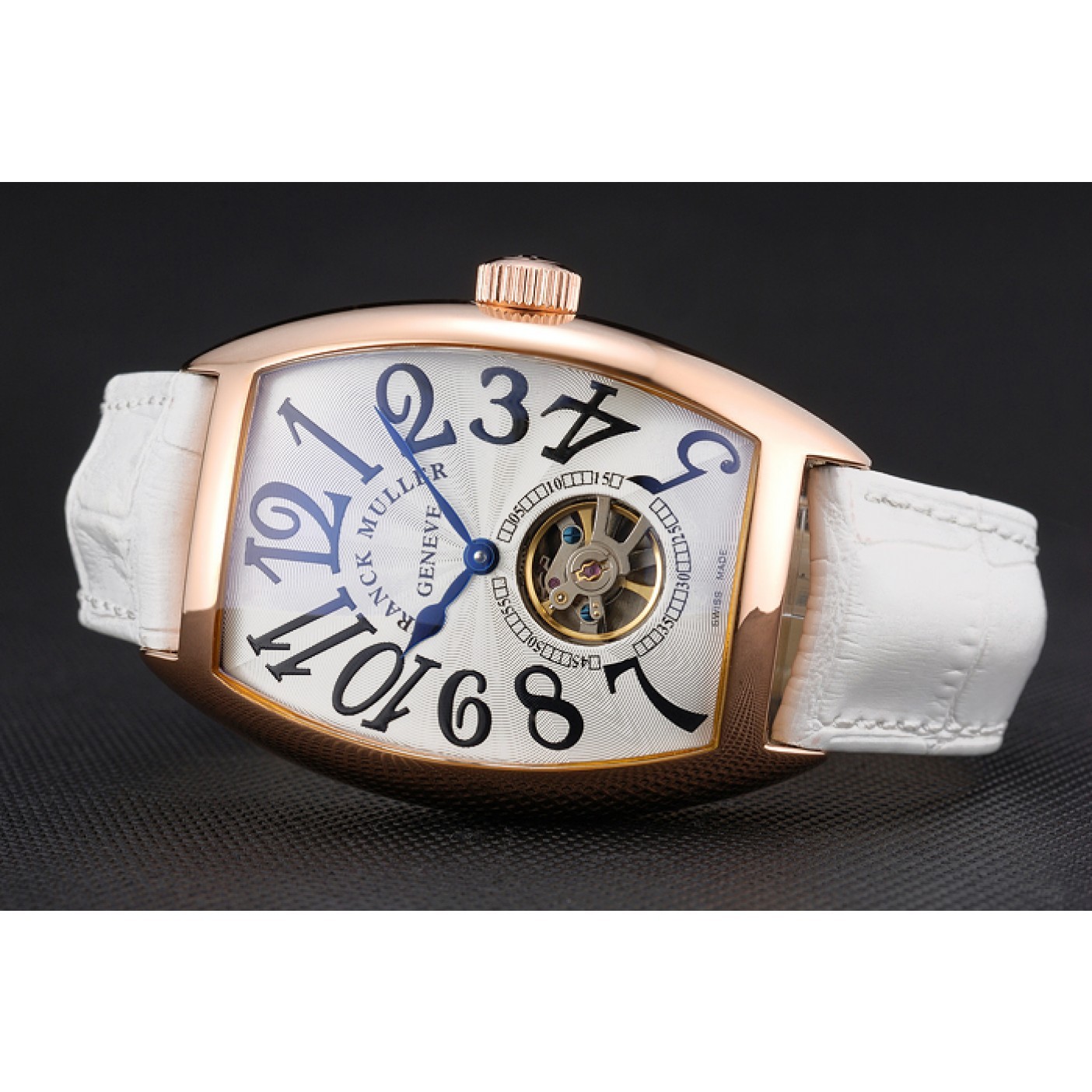 Franck Muller Casablanca White Croco Leather Strap White Dial 80283