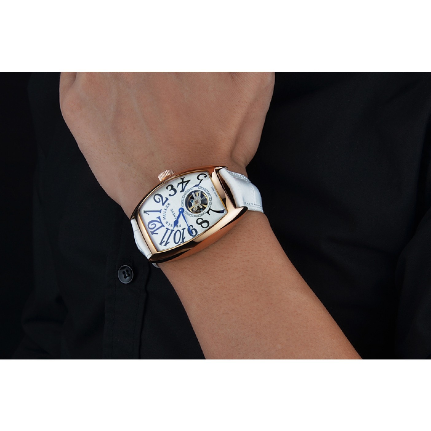 Franck Muller Casablanca White Croco Leather Strap White Dial 80283