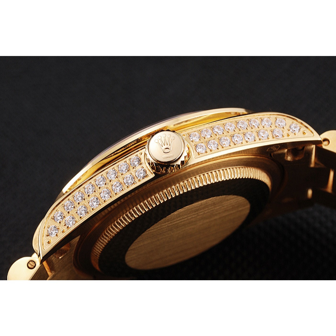 RepTime Watches Swiss Rolex Day Date Yellow Gold Full Diamond Pave