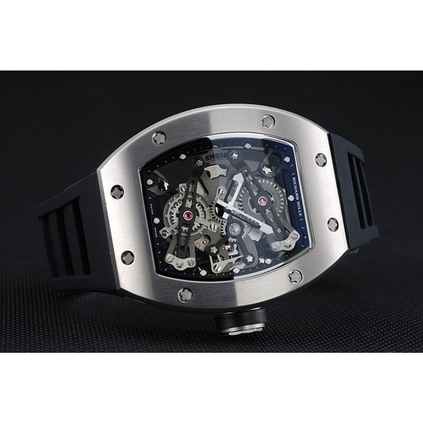 Richard Mille RM 038 Bubba Watson Tourbillion Silver Case Black Rubber Bracelet 1454202