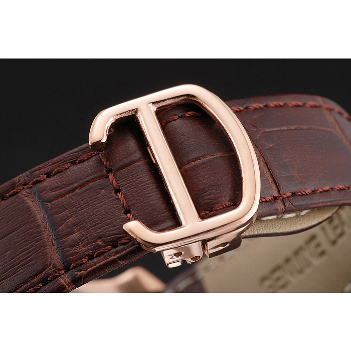 Cartier Calibre De Cartier Small Seconds White Dial Rose Gold Case Brown Leather Strap