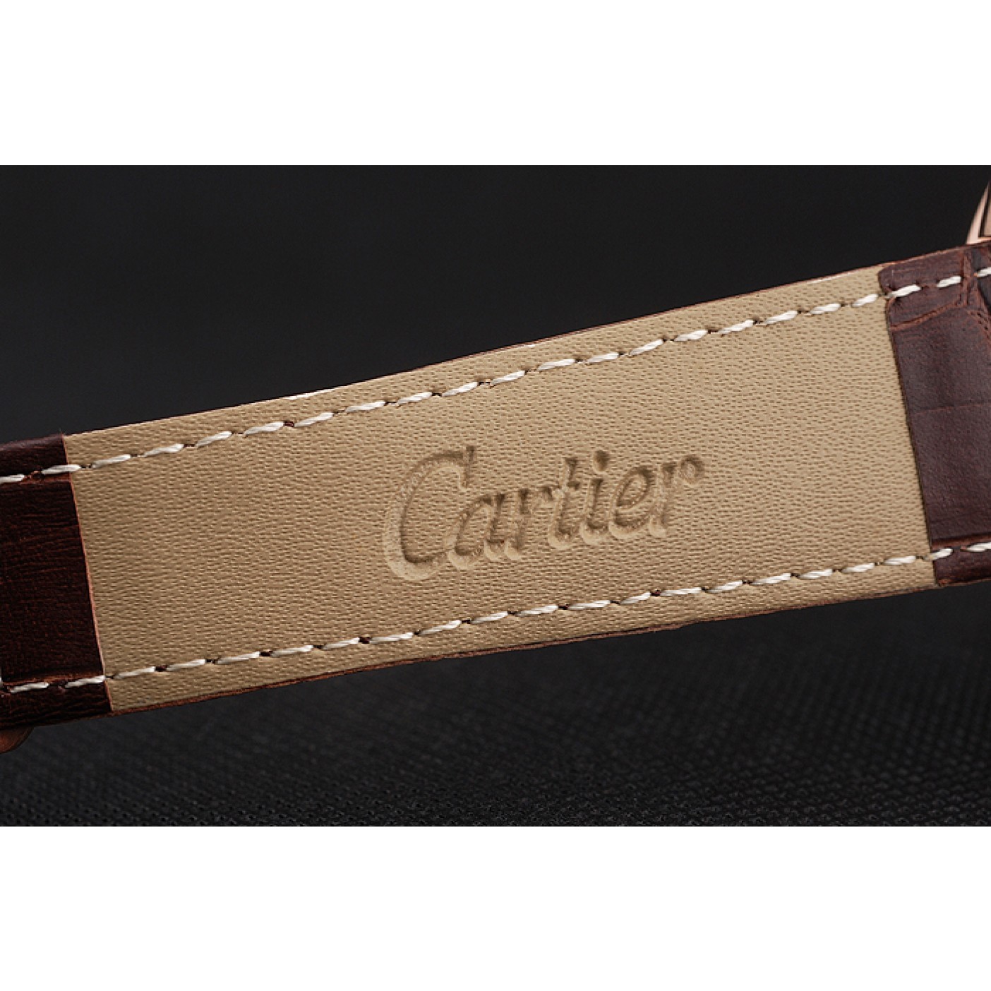 Cartier Calibre De Cartier Small Seconds White Dial Rose Gold Case Brown Leather Strap