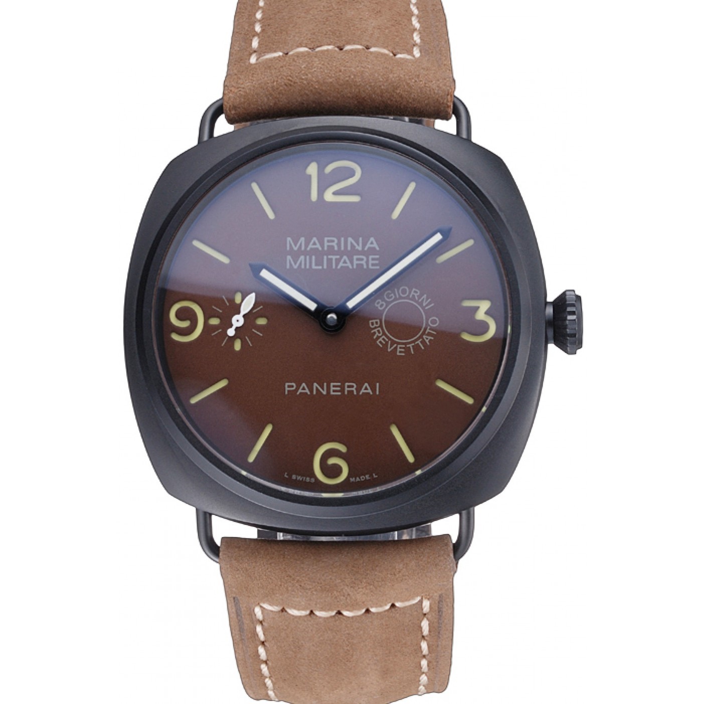 Panerai Luminor Marina Militare Ion Plated Stainless Steel Bezel Khaki Bracelet 622319