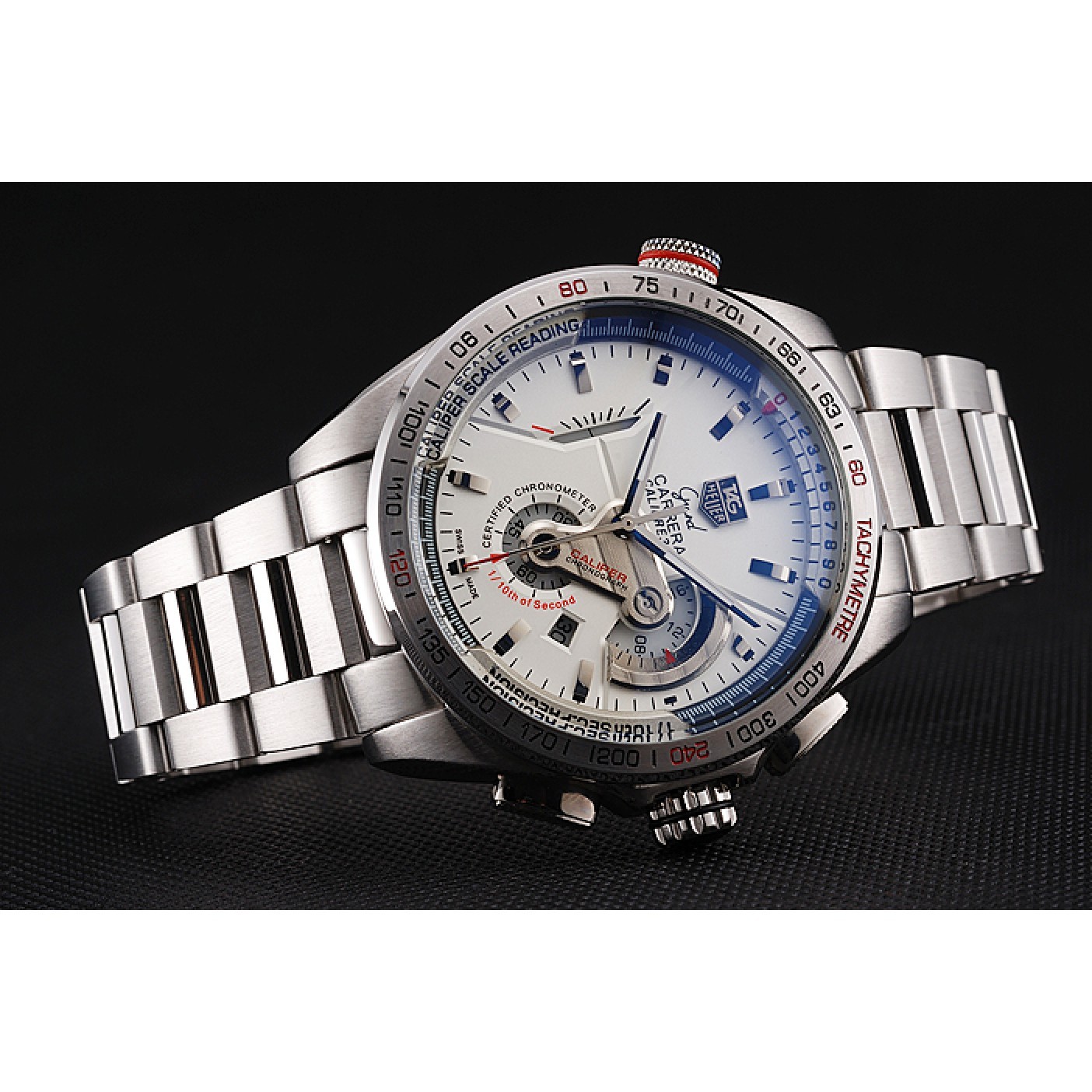 Tag Heuer Carrera Tachymeter Bezel White Dial Stainless Steel Strap